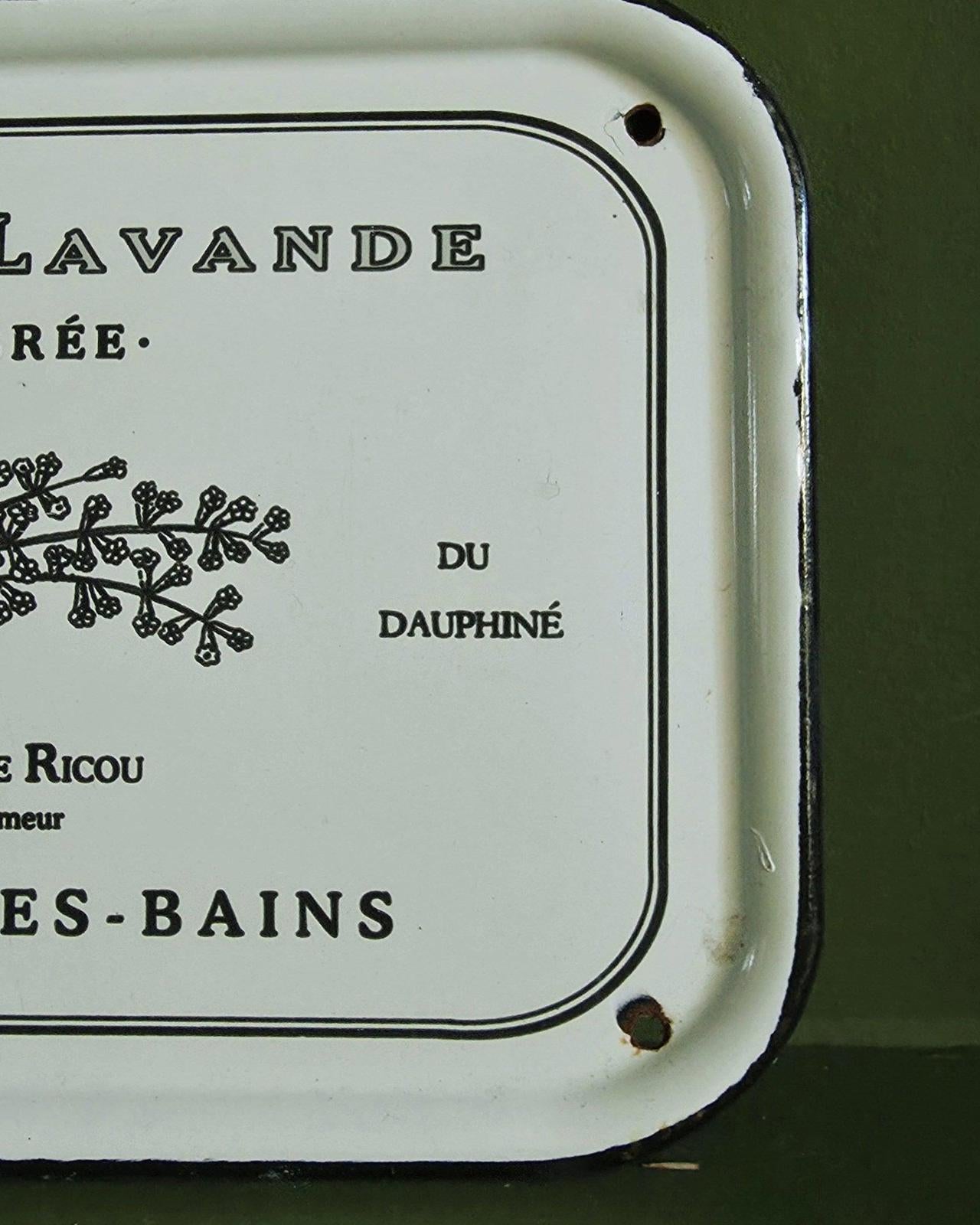 Antique French Enamel Lavender Advertising Plaque – Eau de Lavande Ambrée