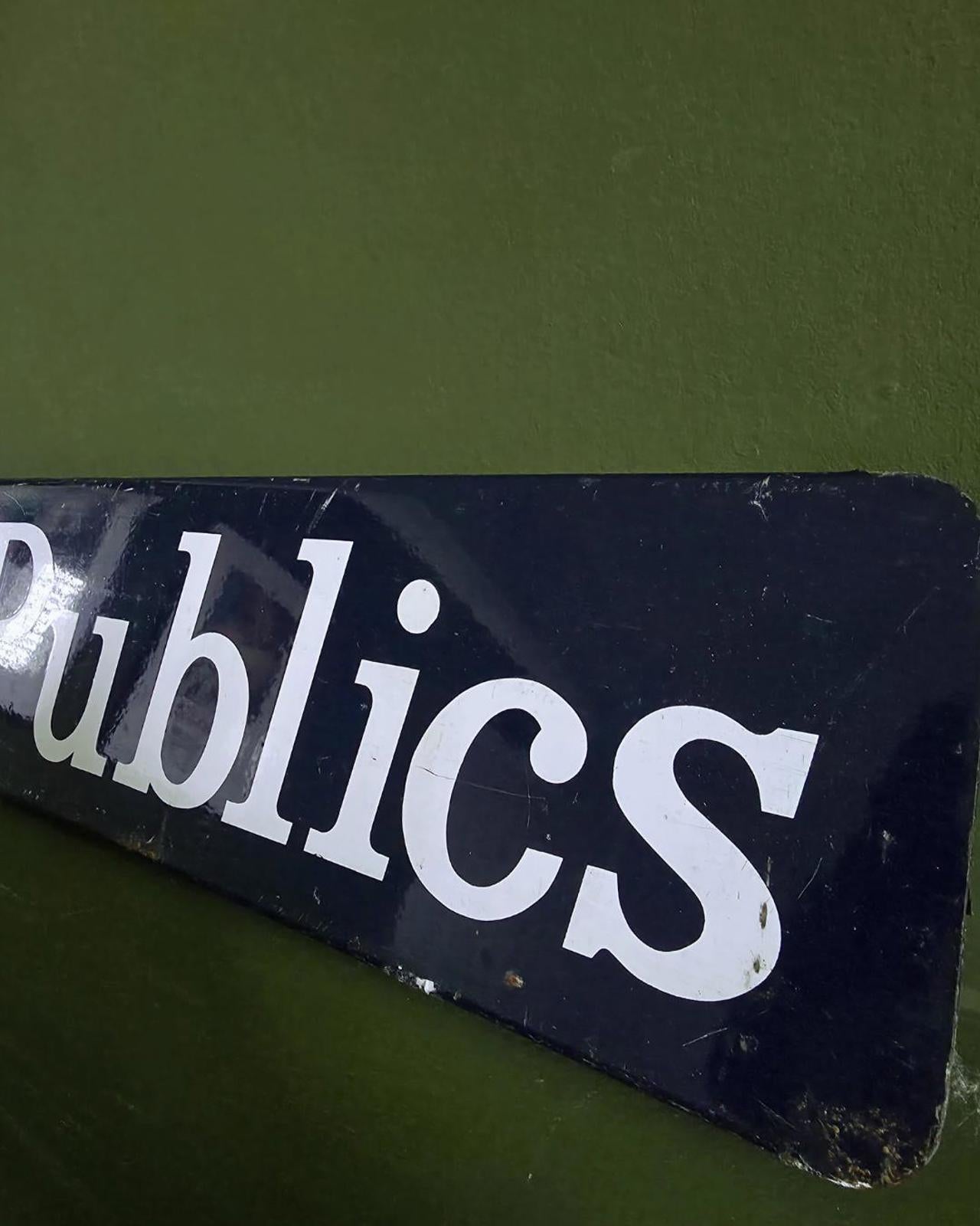 British Enamel “W.C. Publics” Directional Sign c. 1930s–1950s