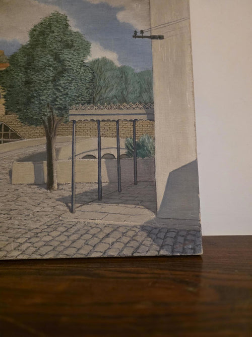 Allan B Hewlett 'Inside Old Fortified Village' Townscape Oil Painting