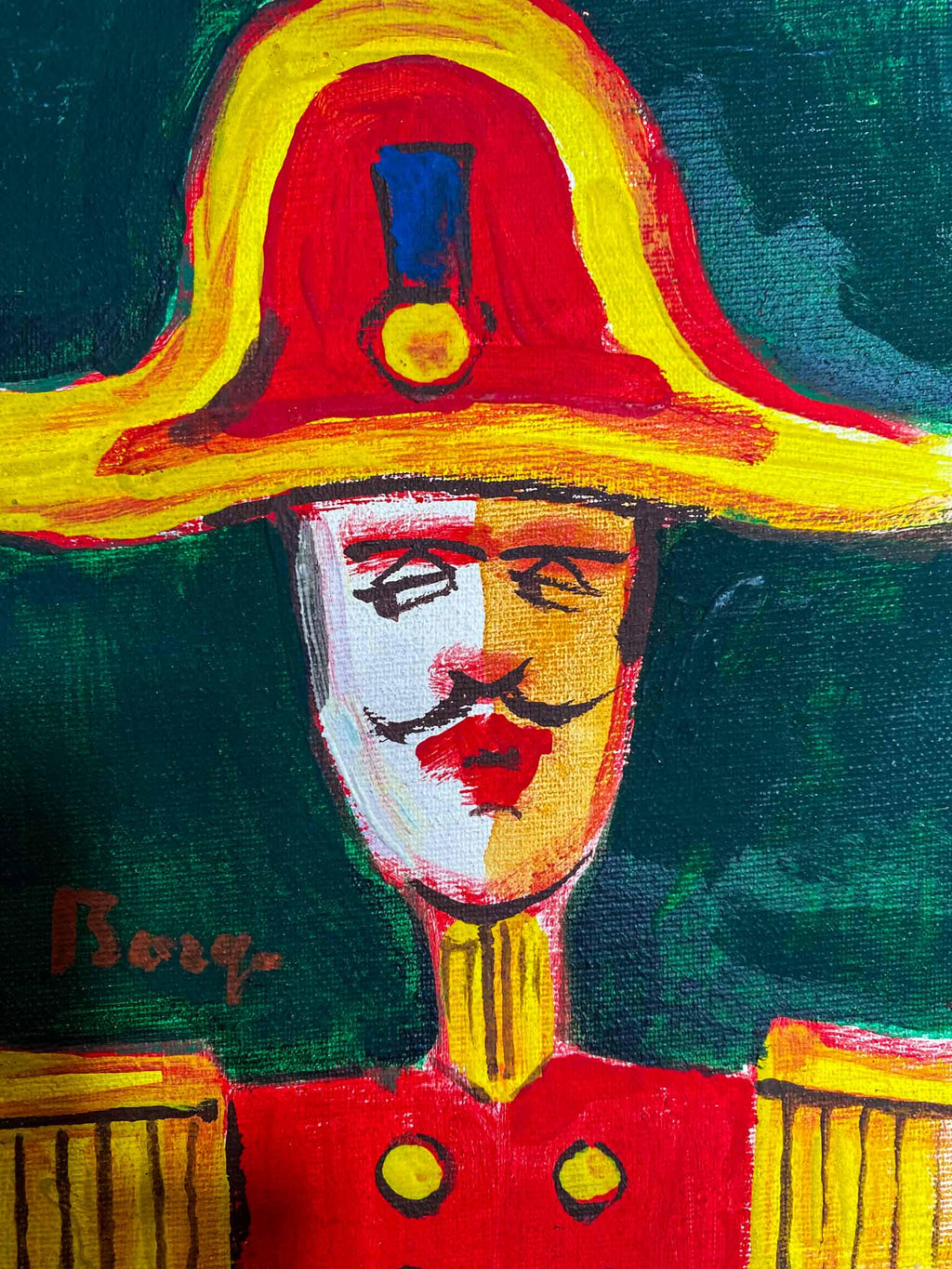 Oil on board of soldier