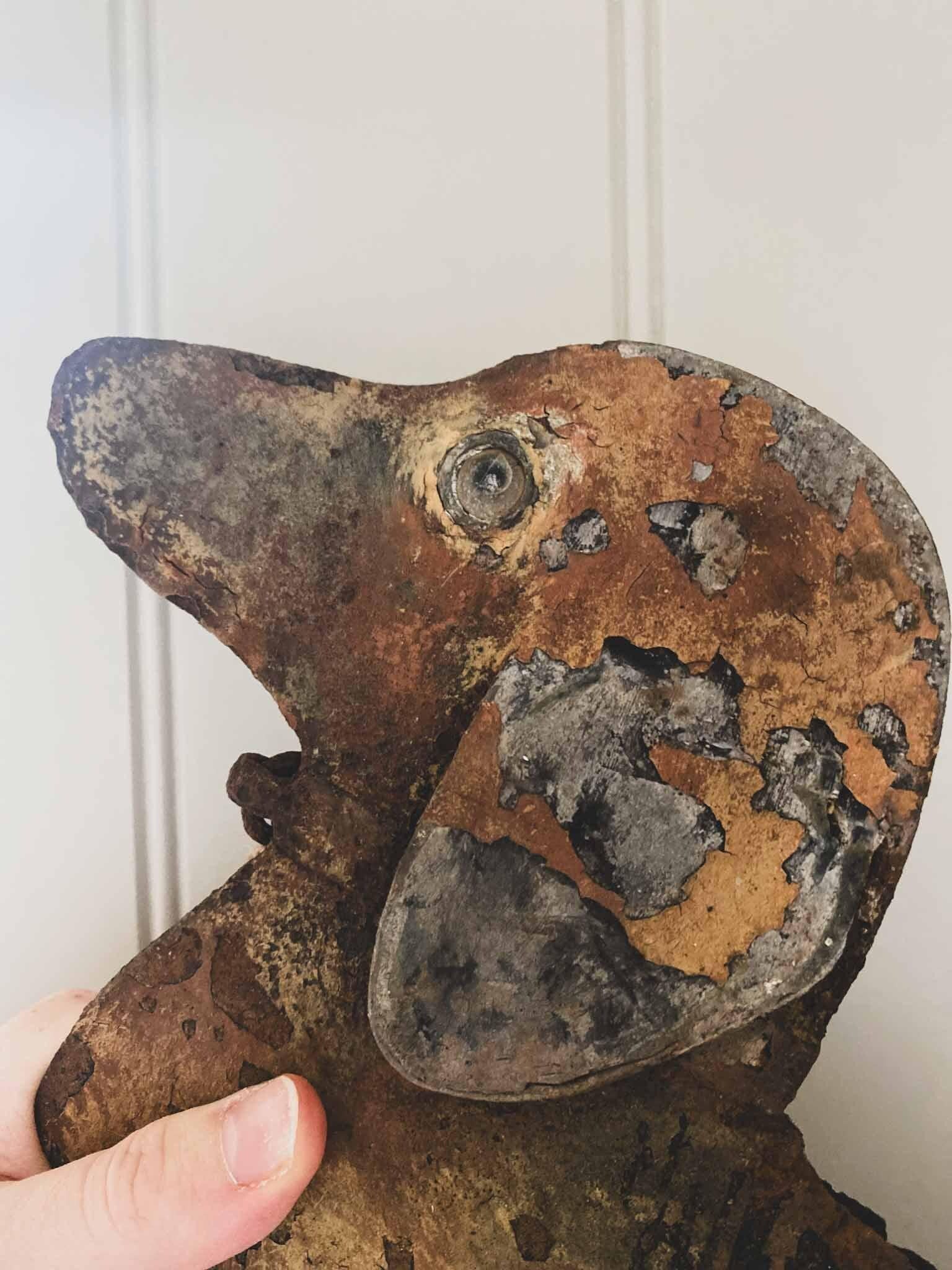 Metal Dachshund sign with bell