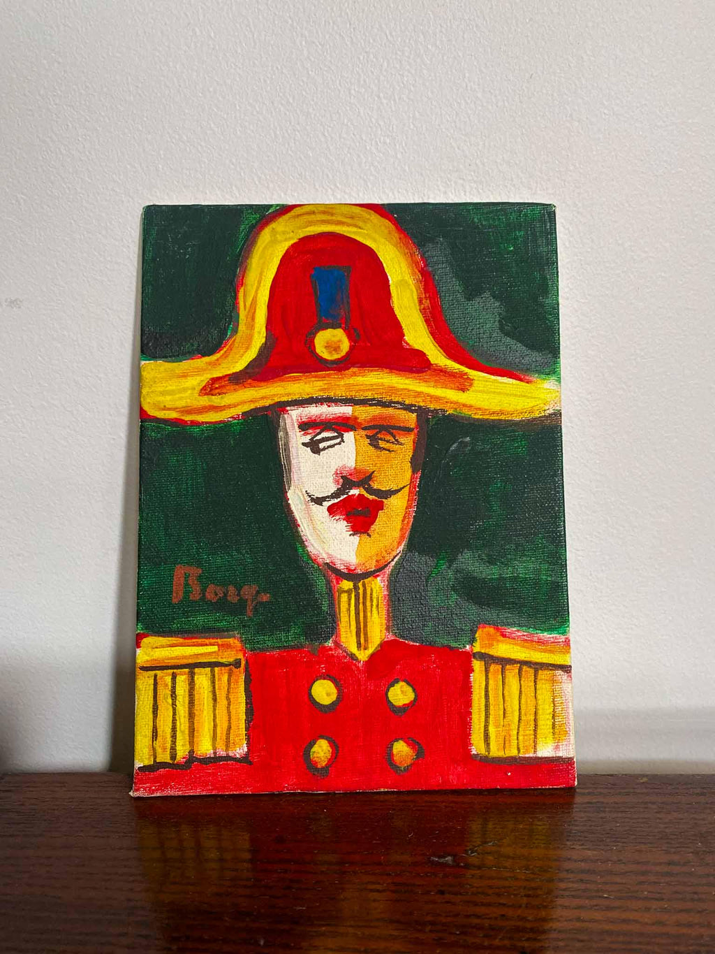 Oil on board of soldier