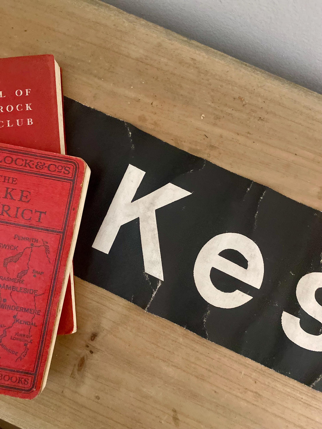 Vintage Keswick bus transport destination scroll blind sign