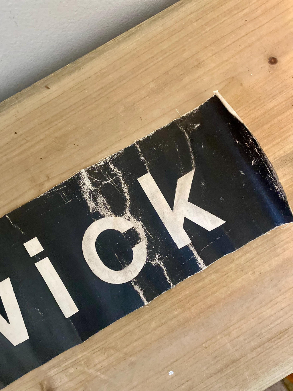 Vintage Keswick bus transport destination scroll blind sign