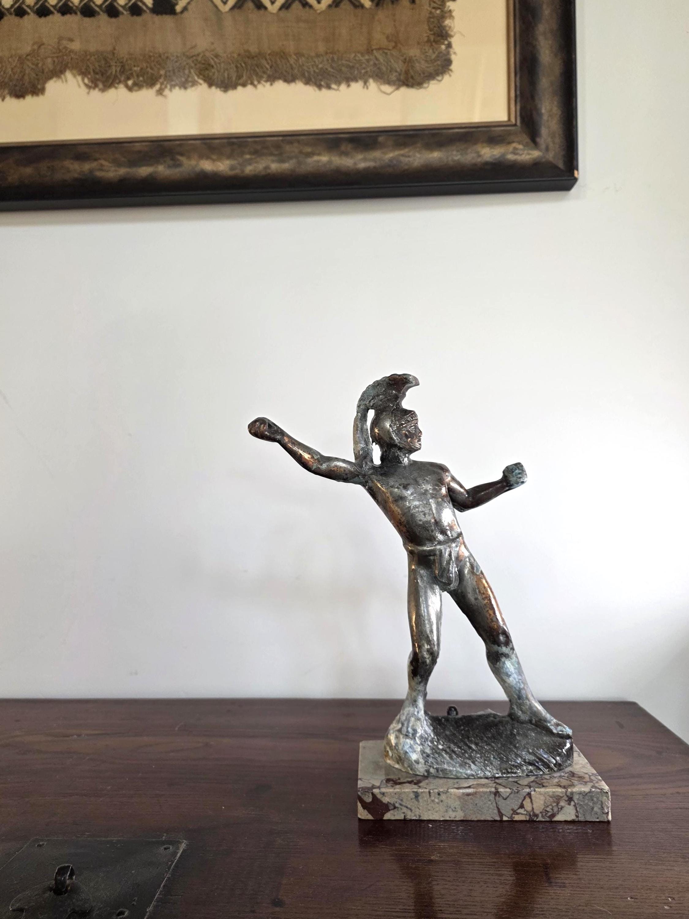 Bronze Statuette of Leonidas | Spartan King Sculpture on Stone Base