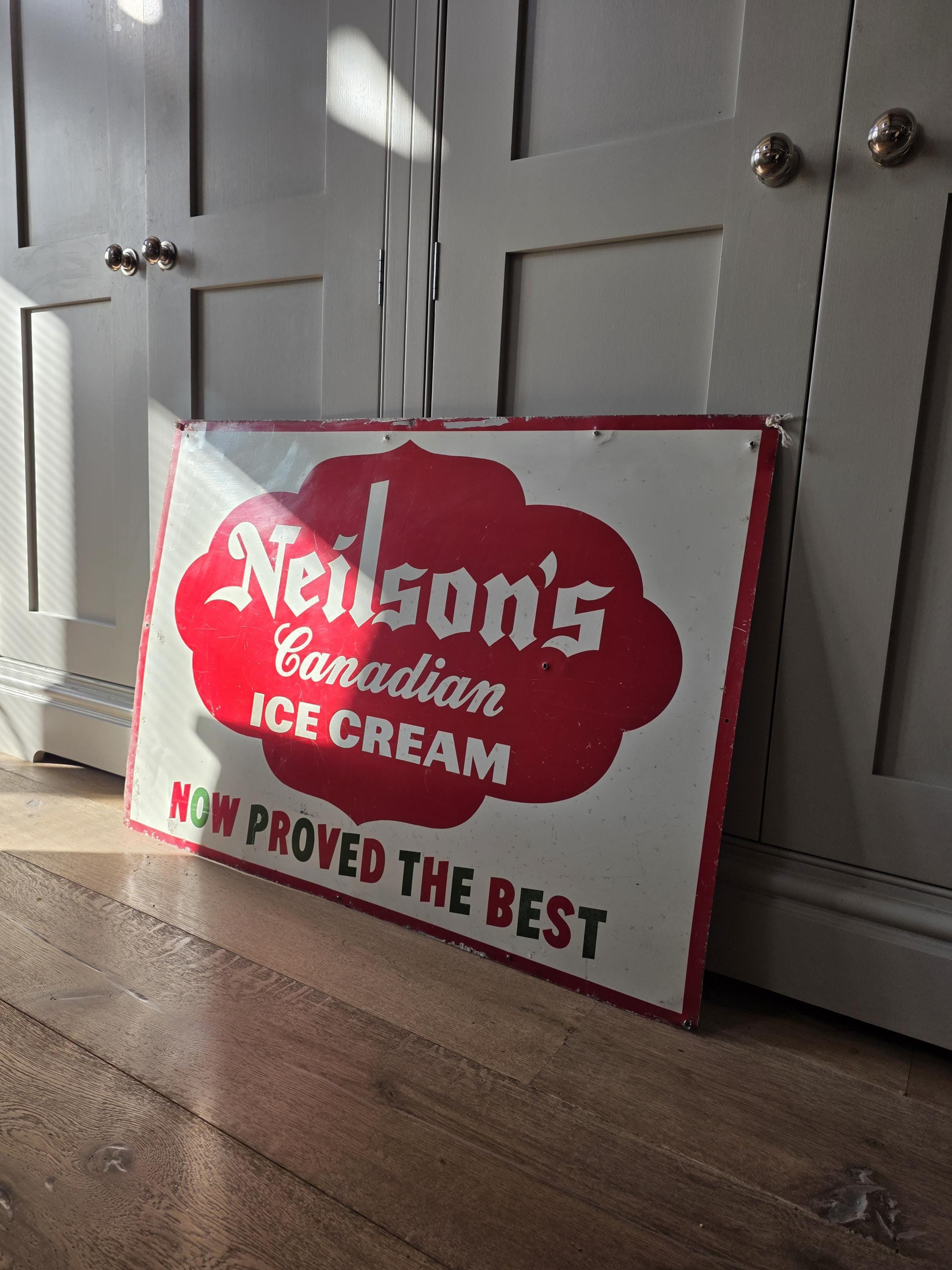 Original 1930s Nielsons Ice Cream Sign | Vintage Painted Tin Advertising