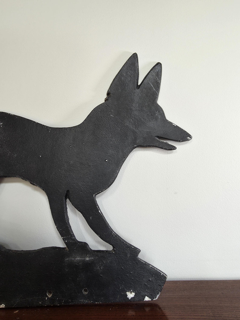 Large Vintage Black Metal Fox Sign