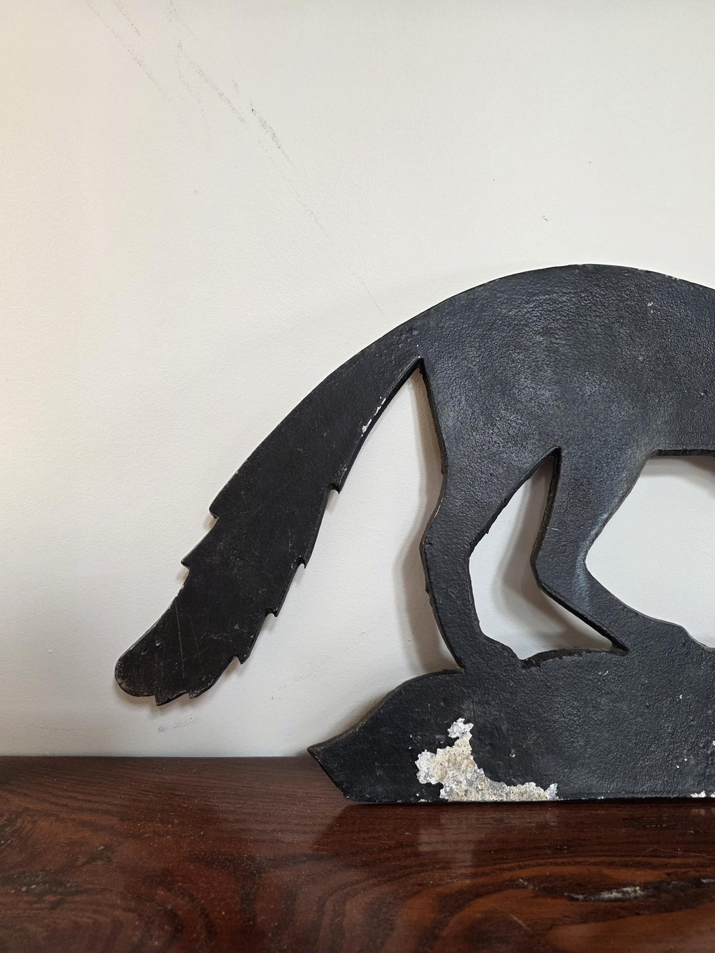 Large Vintage Black Metal Fox Sign