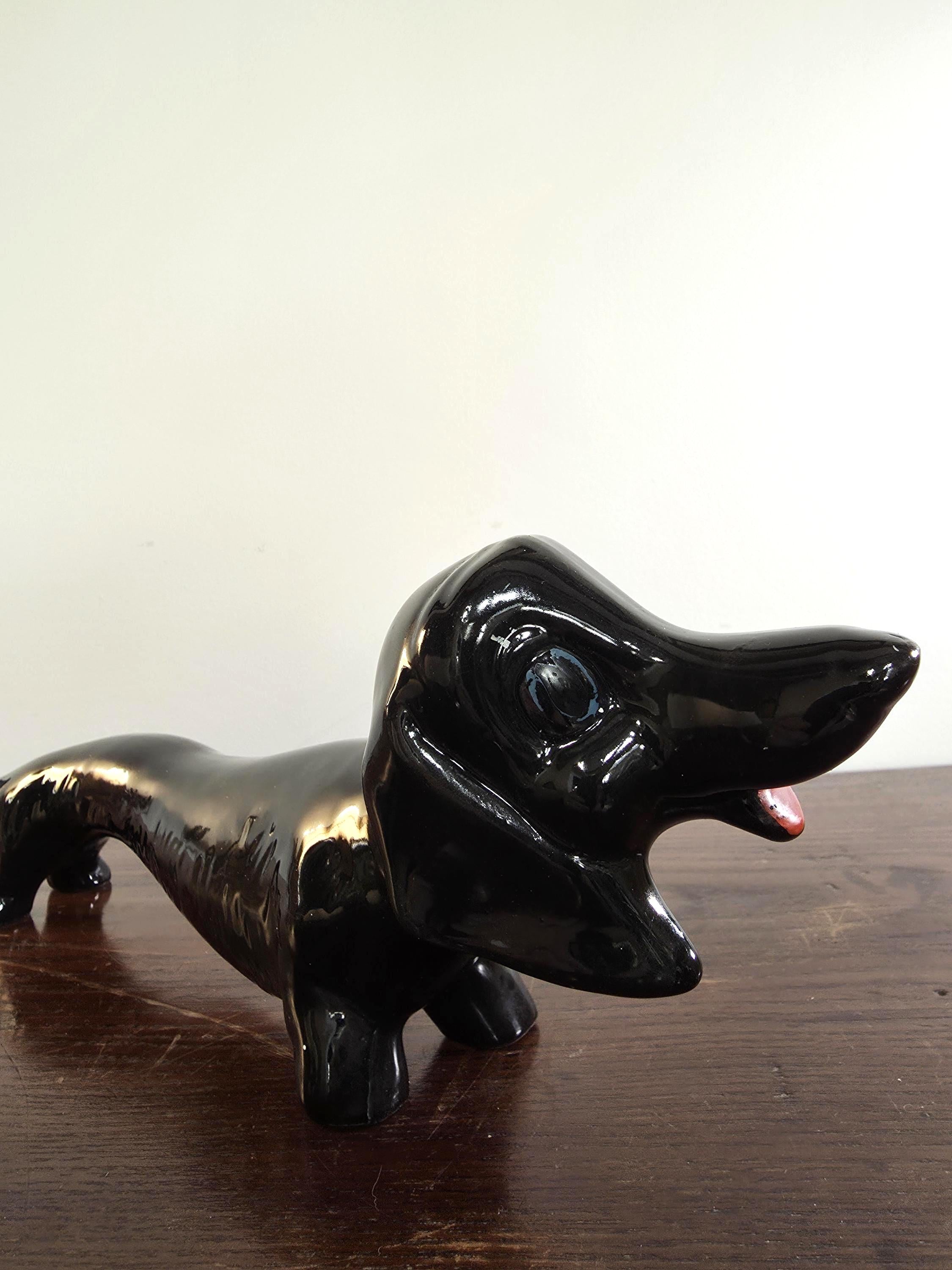 Vintage Black Dachshund Figurine