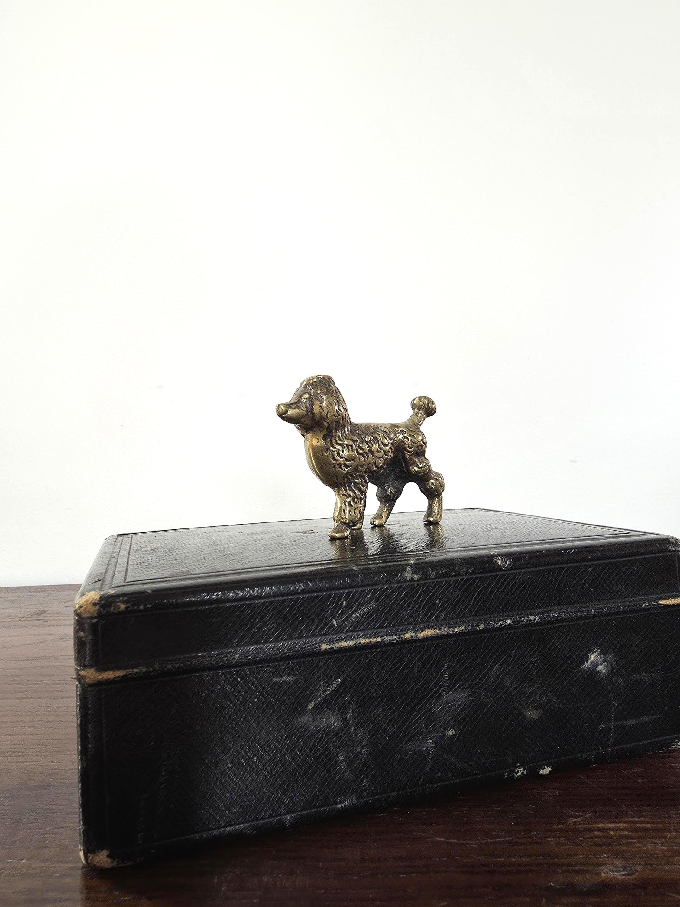 Small Antique Brass Poodle Figurine