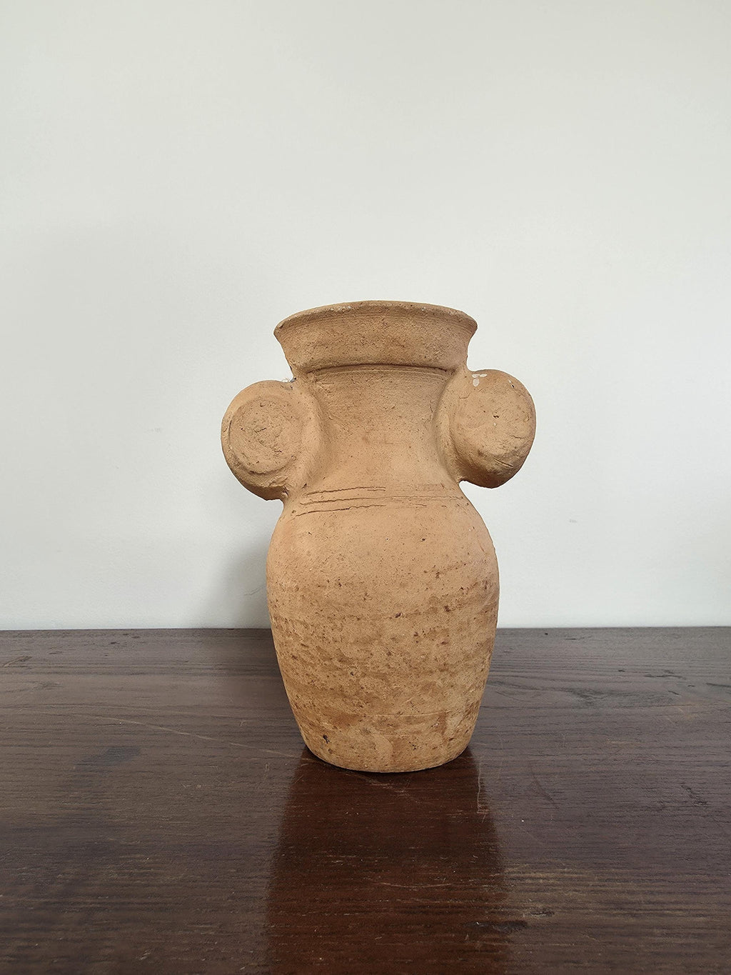 Rustic Antique Terracotta Pot | Aged Clay Vase with Rounded Handles | Mediterranean Earthenware Decor