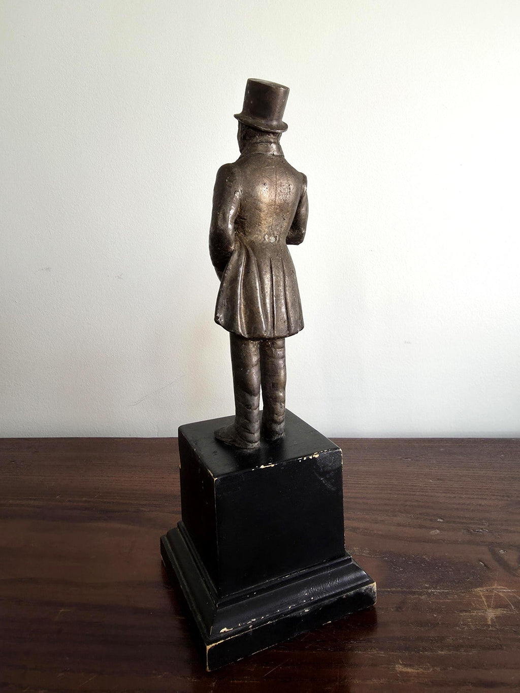 Vintage Pewter Gentleman Figurine | Dickensian Style, Ebony Plinth