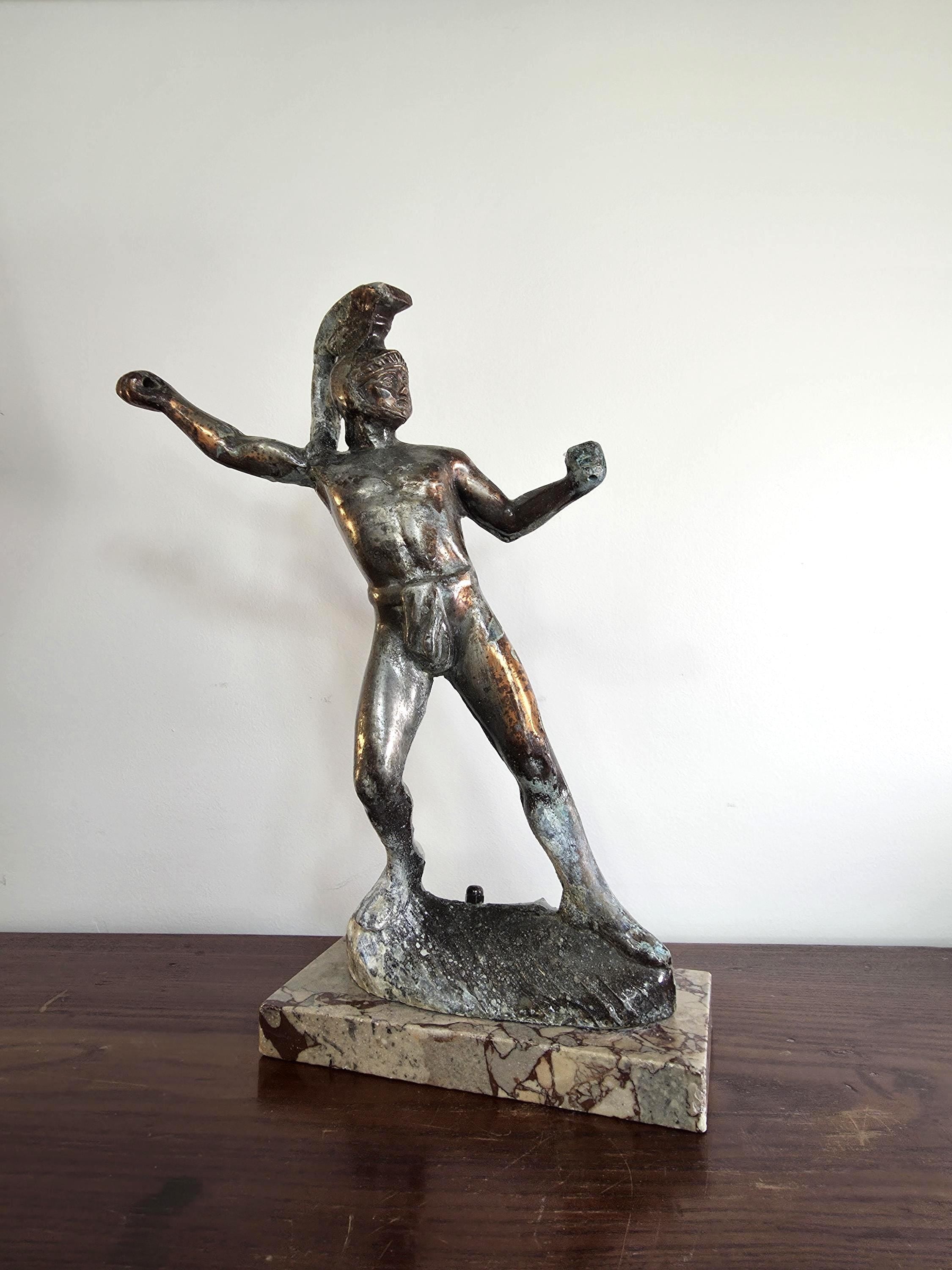 Bronze Statuette of Leonidas | Spartan King Sculpture on Stone Base