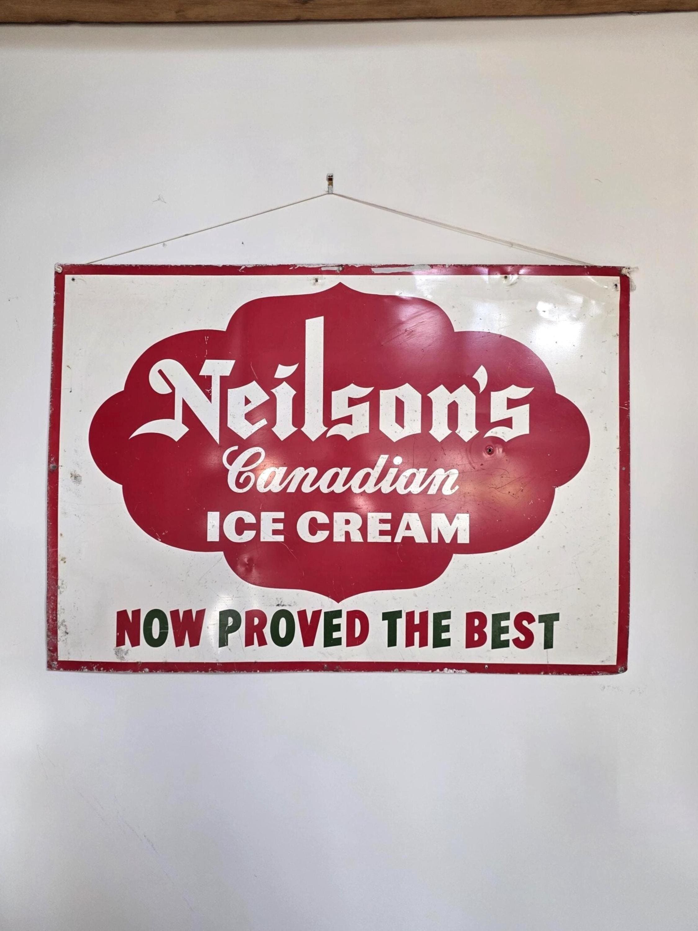 Original 1930s Nielsons Ice Cream Sign | Vintage Painted Tin Advertising