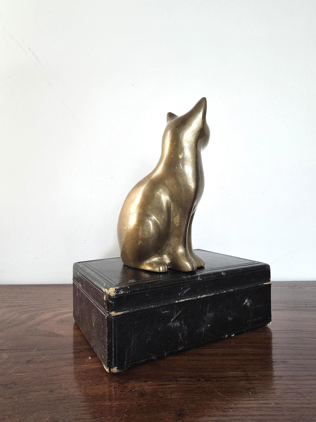 Vintage Solid Brass Cat Ornament Feline Sculpture