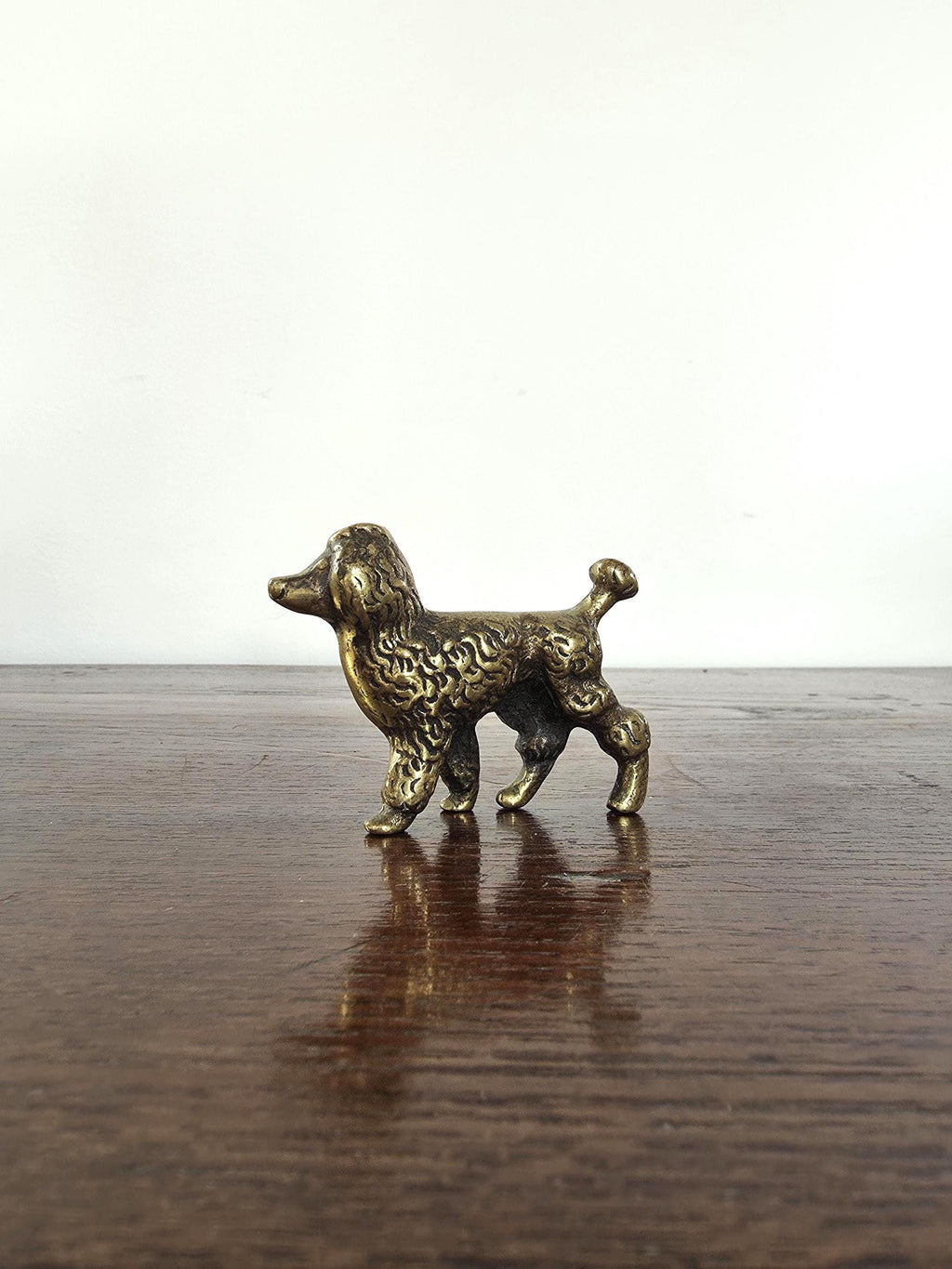 Small Antique Brass Poodle Figurine