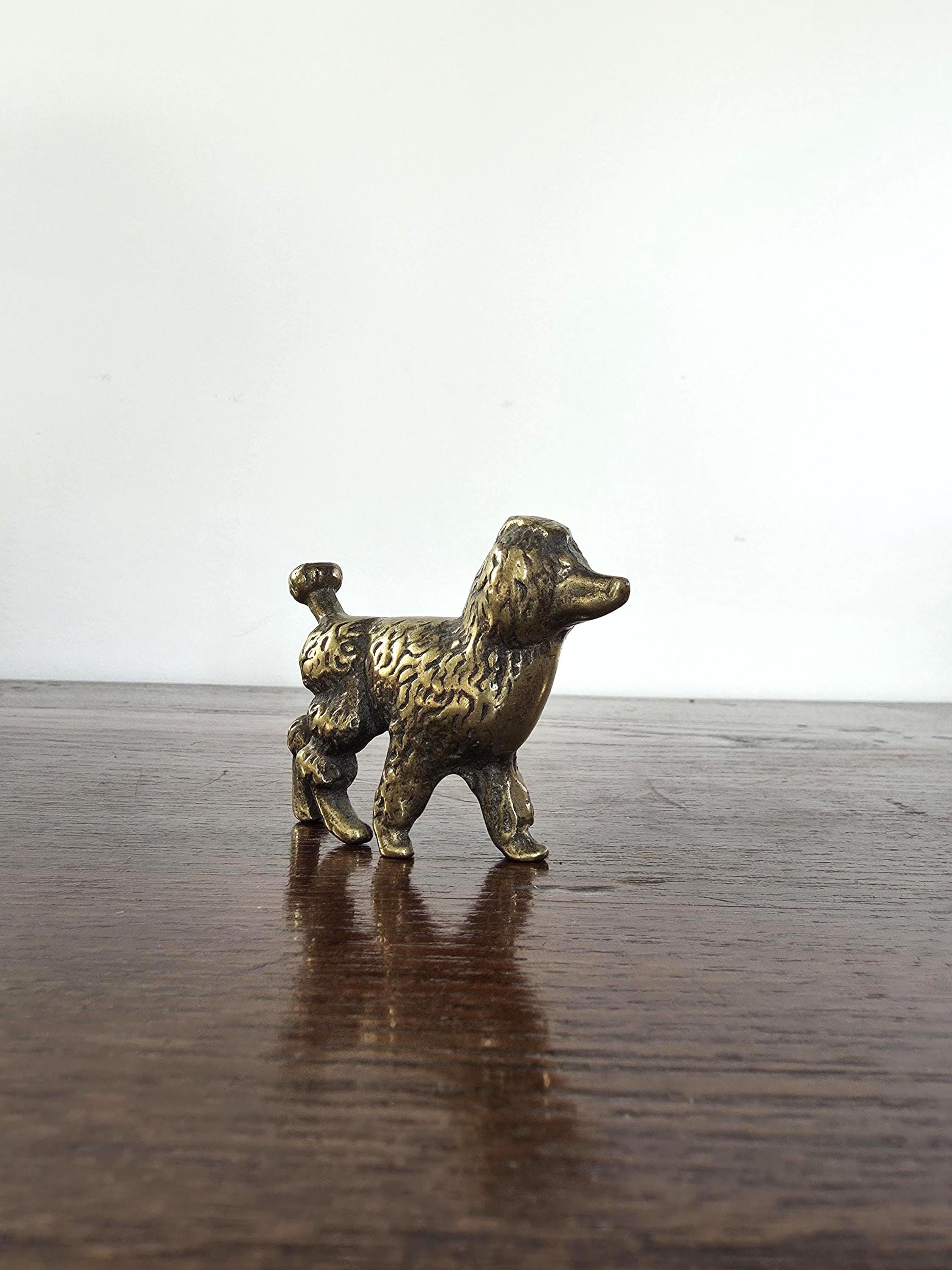 Small Antique Brass Poodle Figurine
