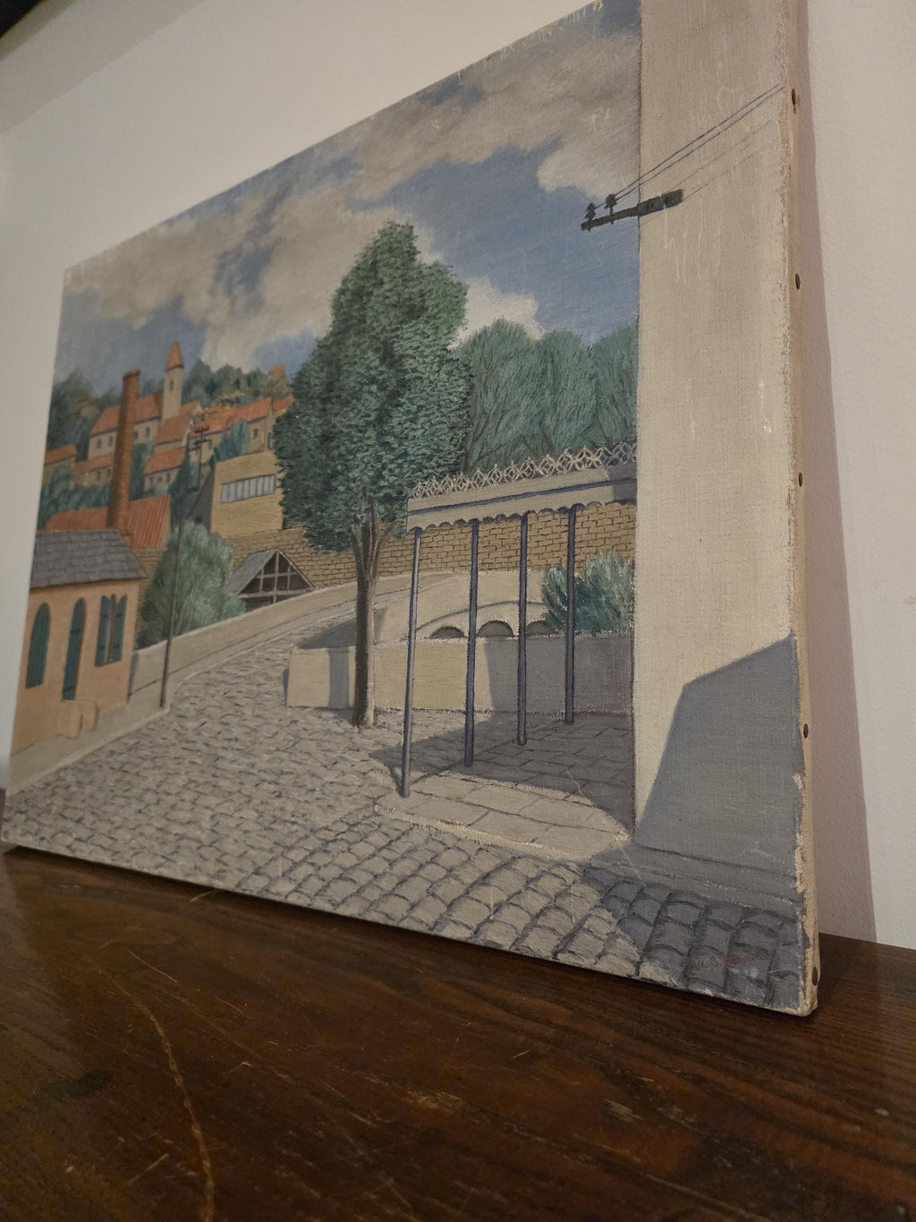 Allan B Hewlett 'Inside Old Fortified Village' Townscape Oil Painting