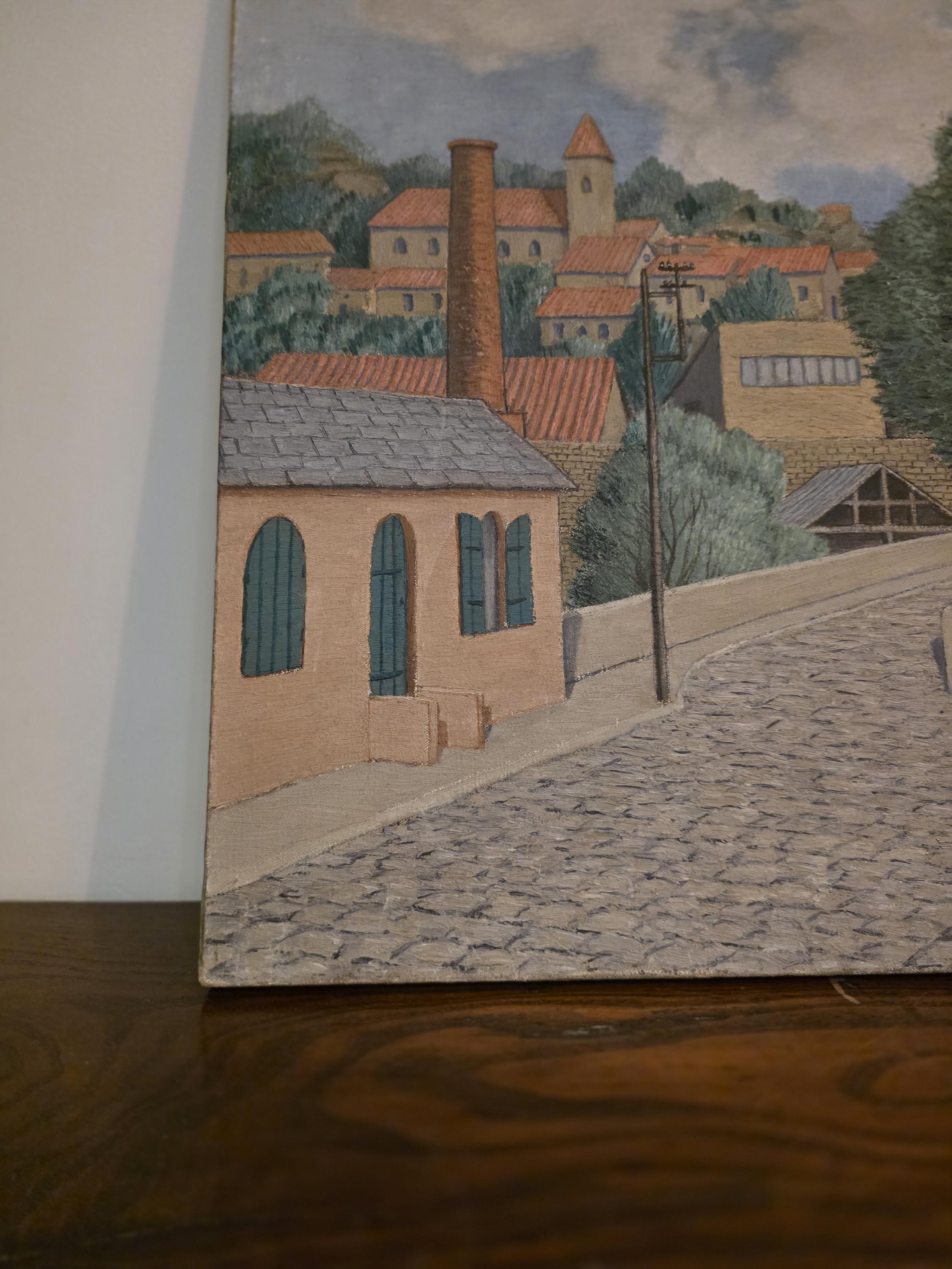 Allan B Hewlett 'Inside Old Fortified Village' Townscape Oil Painting